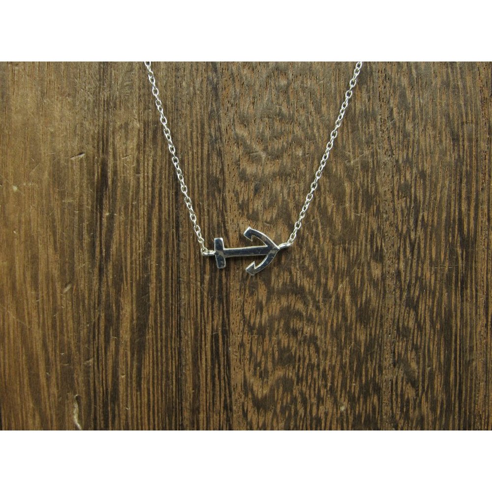 18 Inch Sterling Silver Cute Anchor Necklace